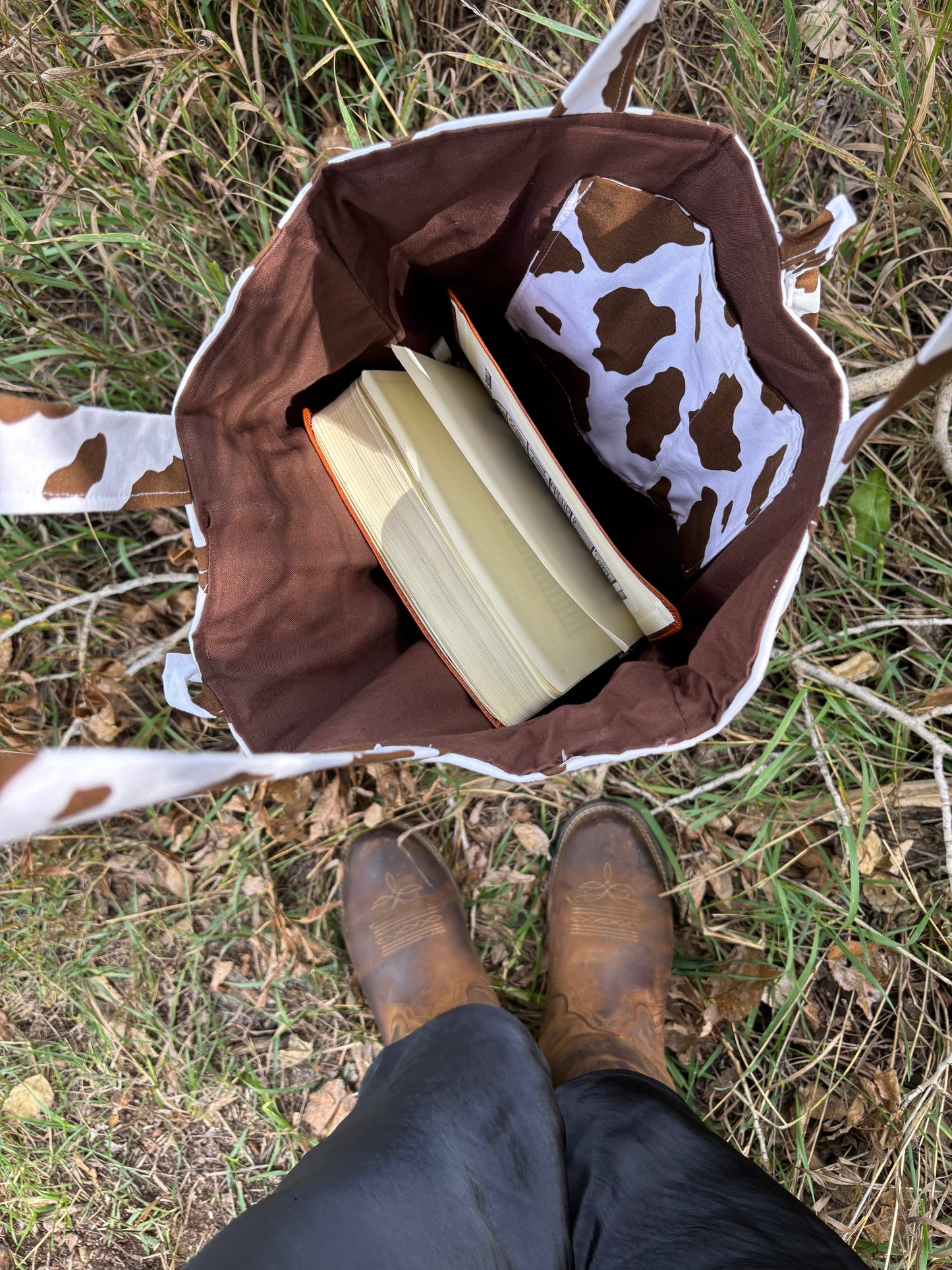 Cow Print Quilted Bible Tote Bag
