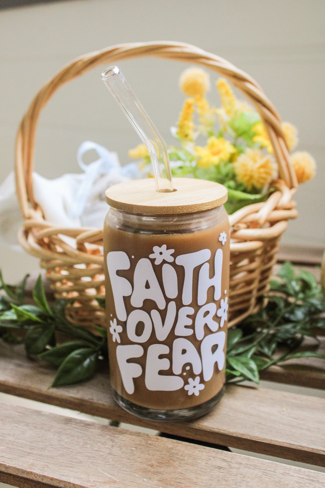 Faith over Fear Iced Coffee Cup