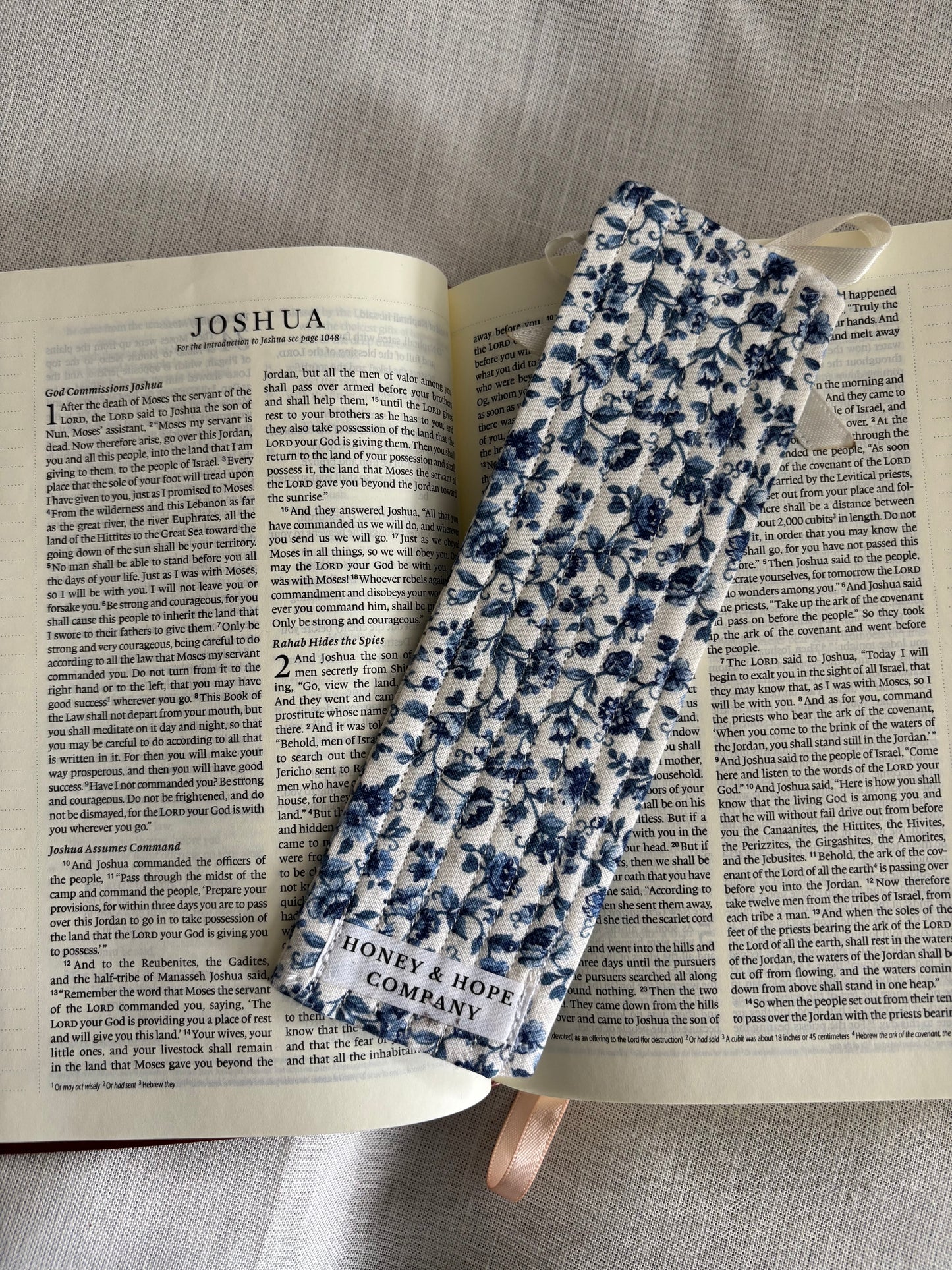 Blue Floral Quilted Bookmark