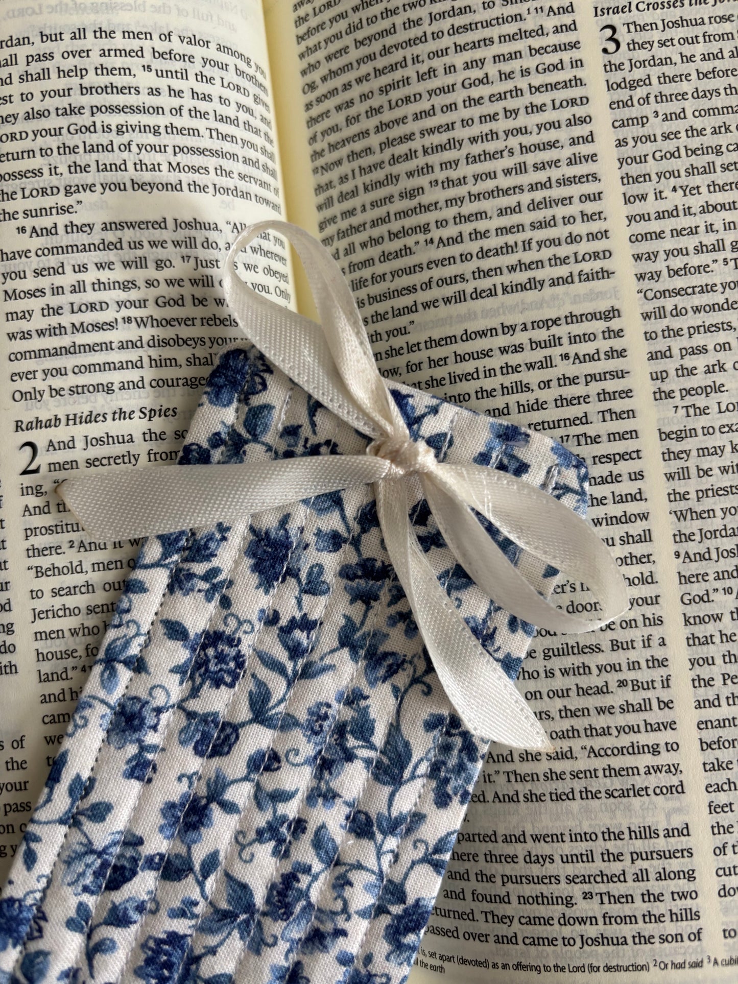 Blue Floral Quilted Bookmark