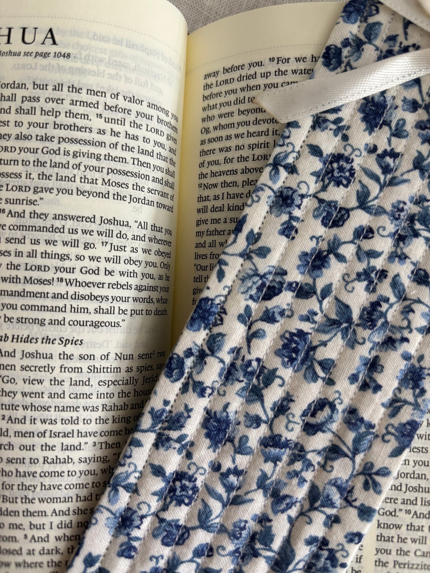 Blue Floral Quilted Bookmark