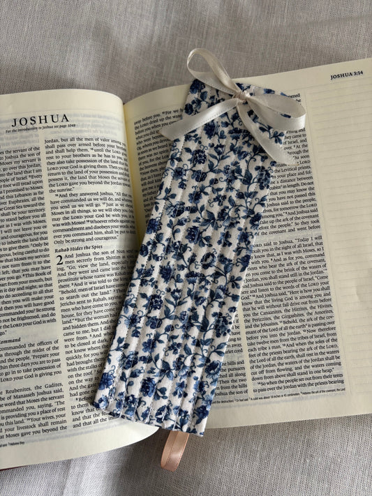 Blue Floral Quilted Bookmark