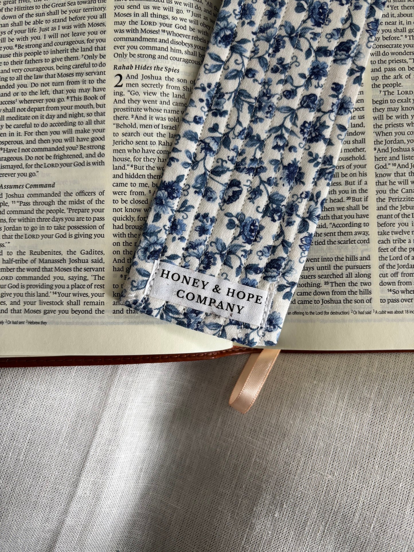 Blue Floral Quilted Bookmark