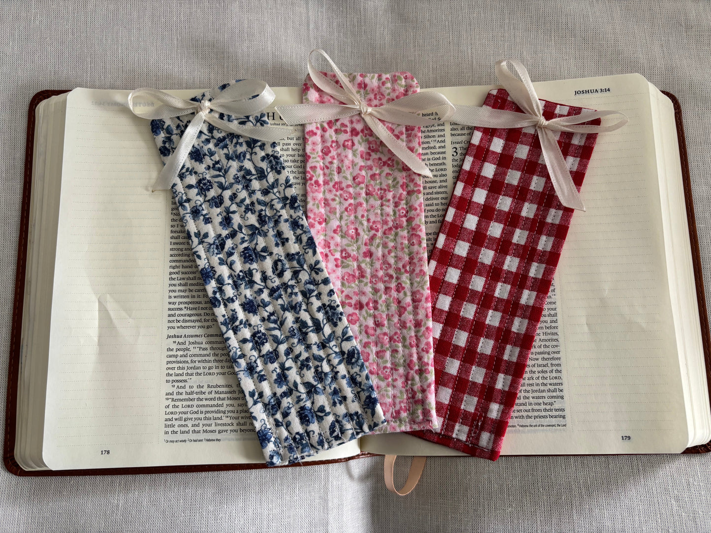 Blue Floral Quilted Fabric Bookmark 