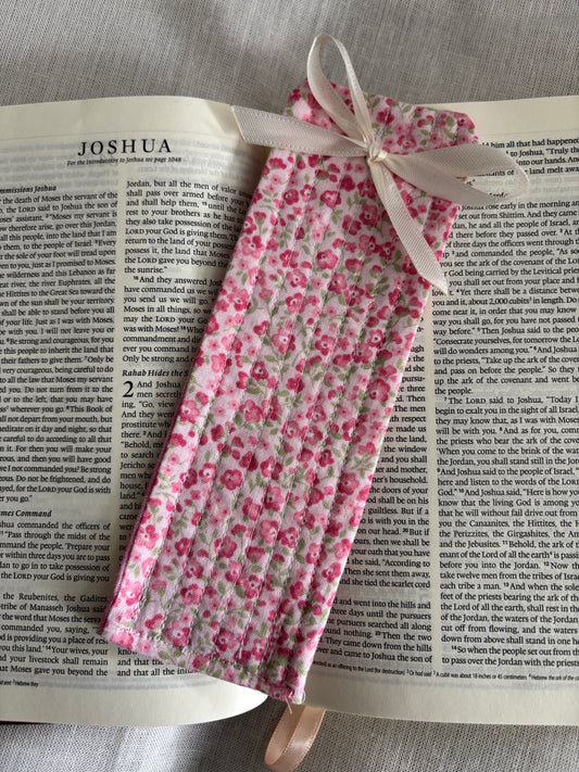 Pink Floral Quilted Bookmark