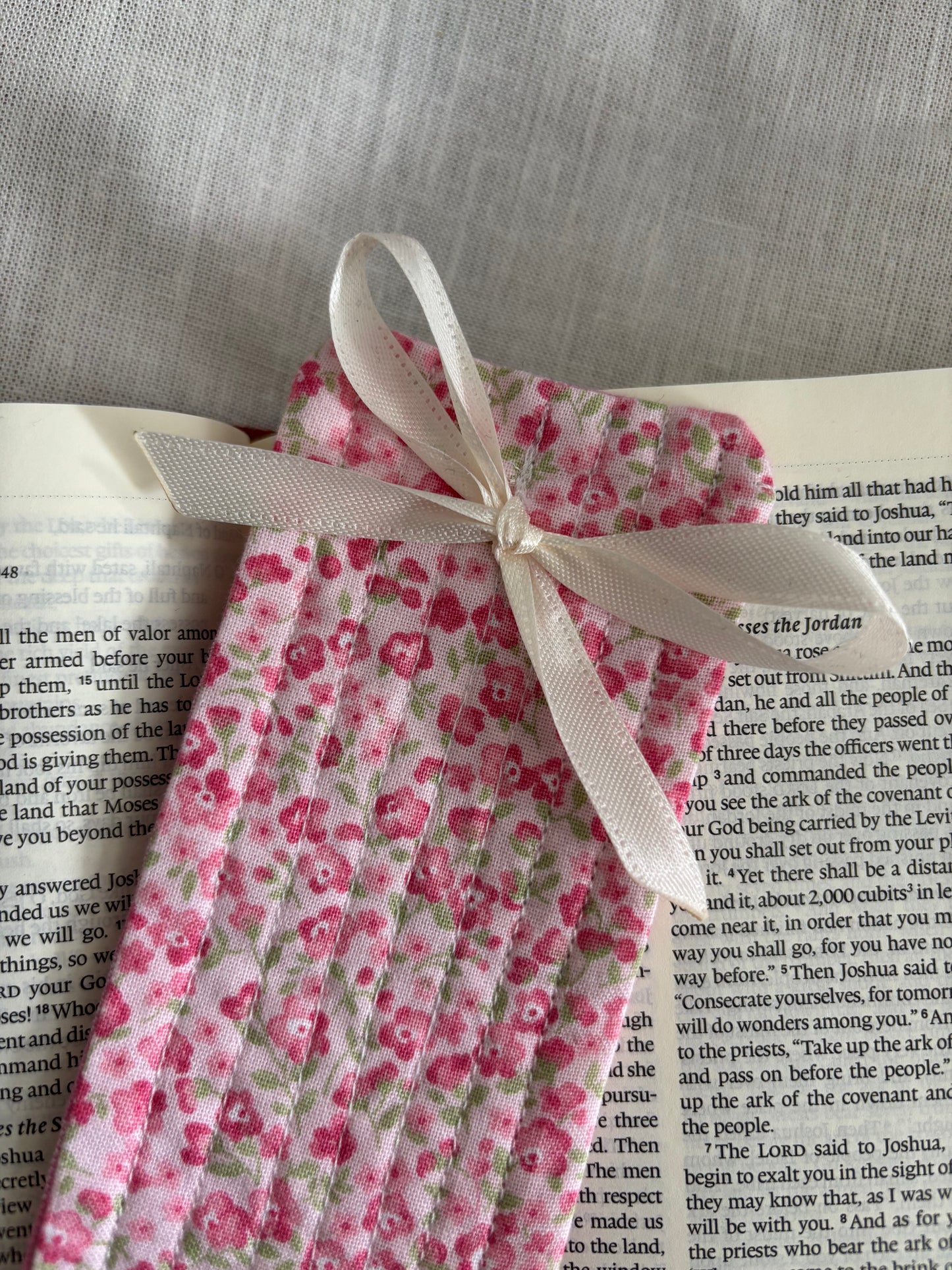 Pink Floral Quilted Bookmark