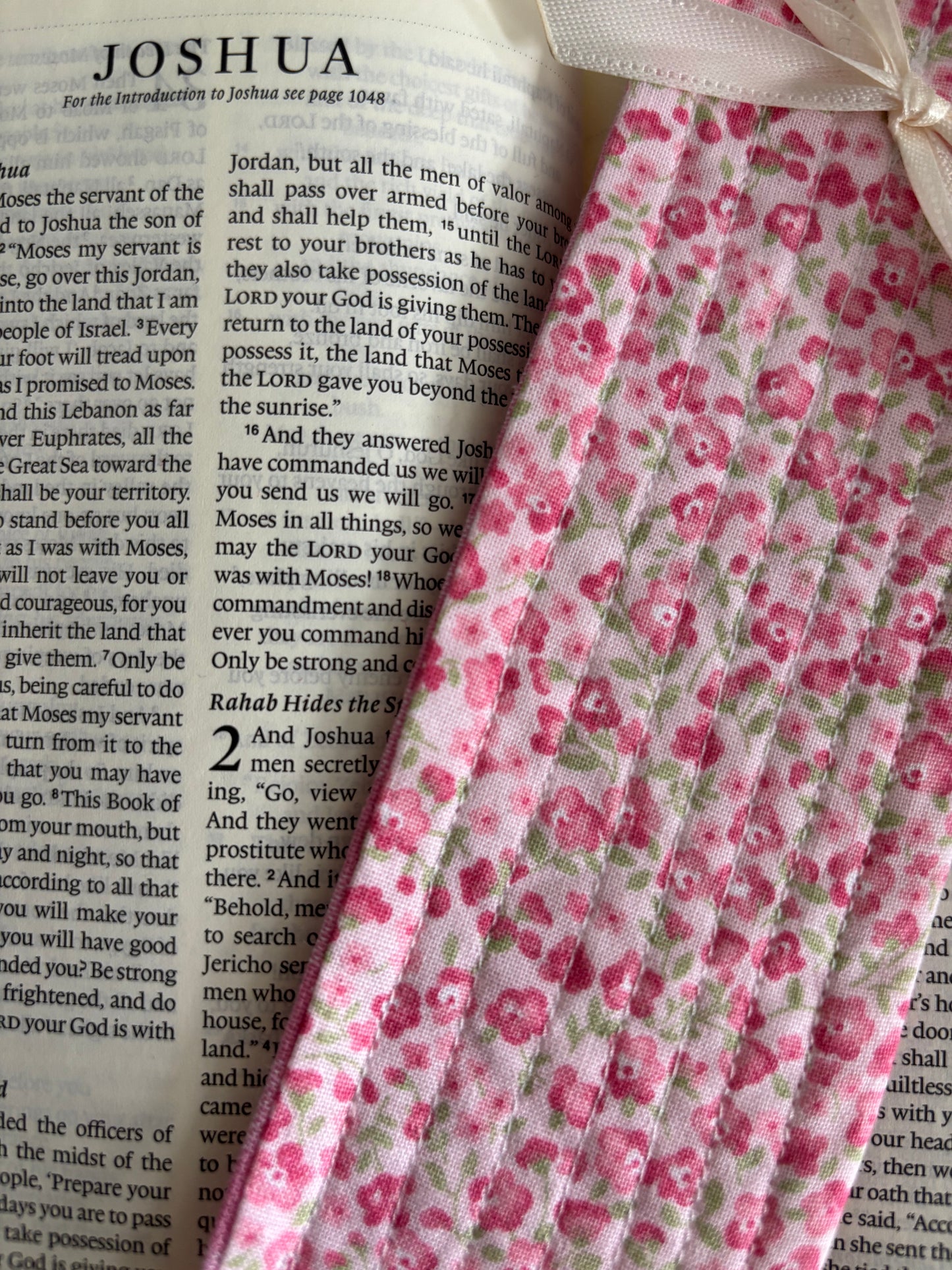 Pink Floral Quilted Bookmark