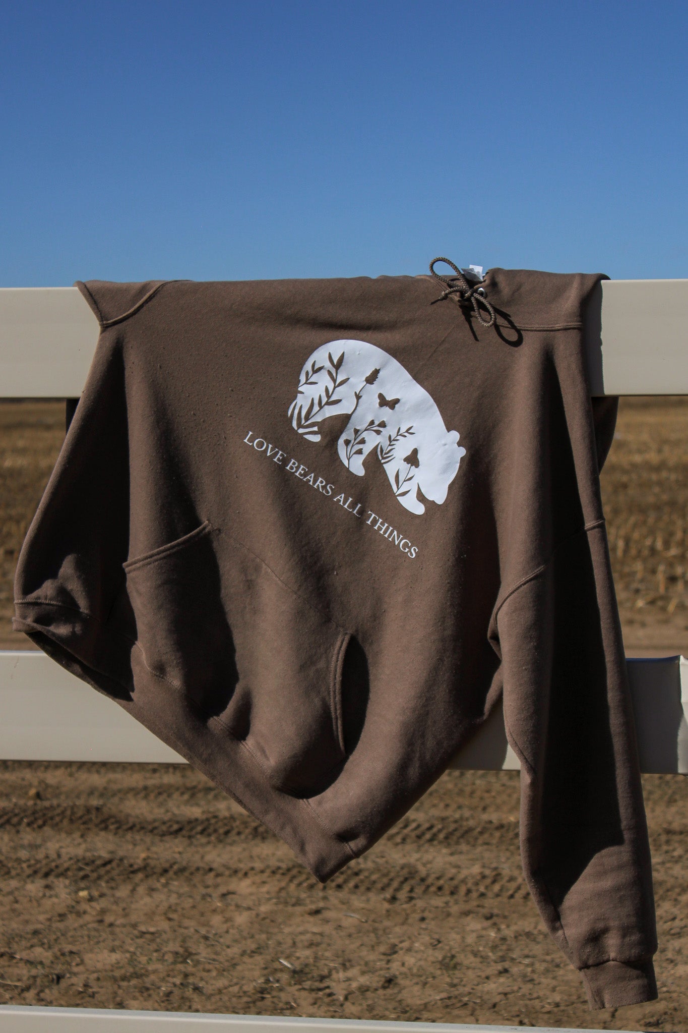 Love bears all things brown hoodie - bear wildlife wildflowers design - Christian apparel