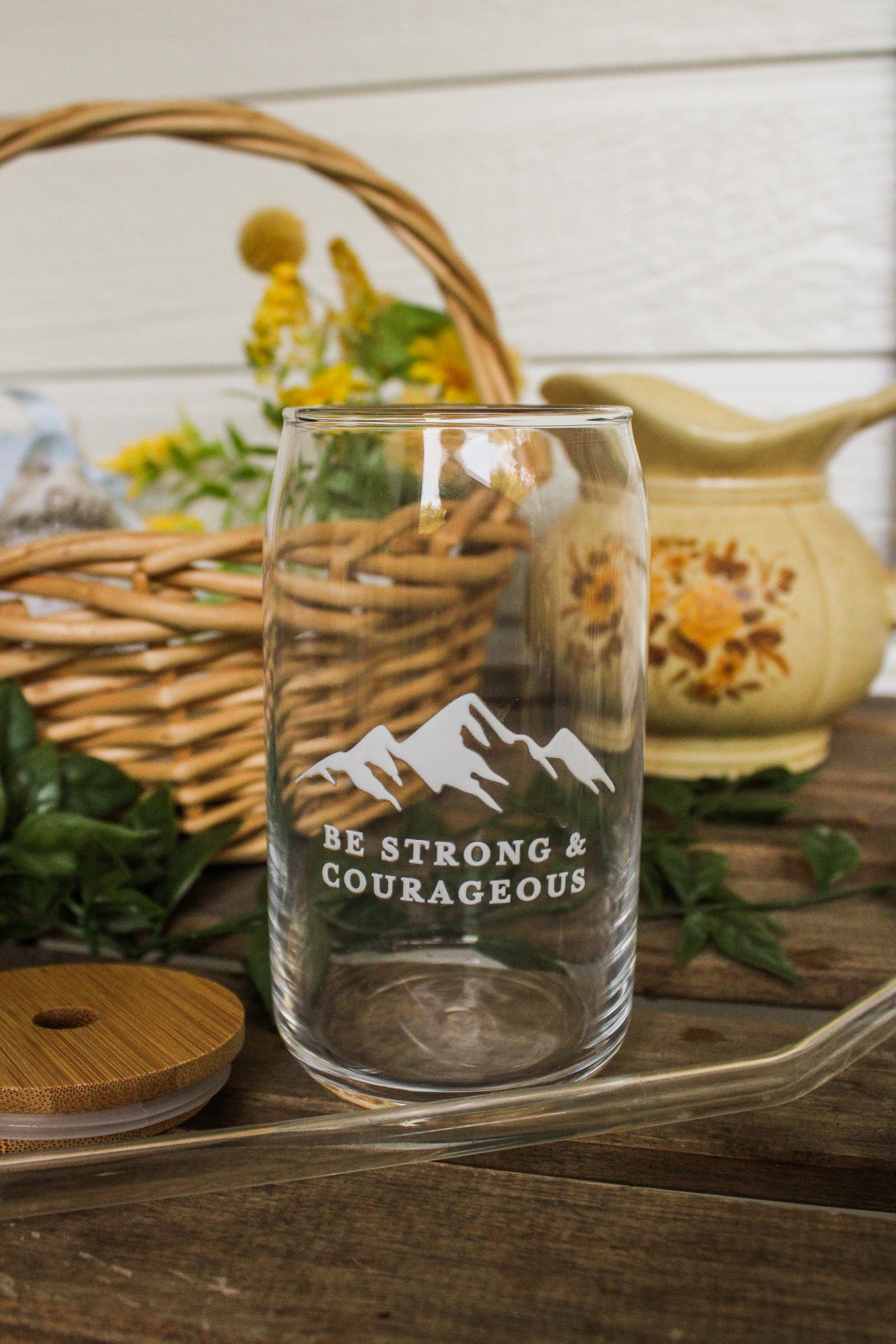 Be Strong & Courageous Glass Cup