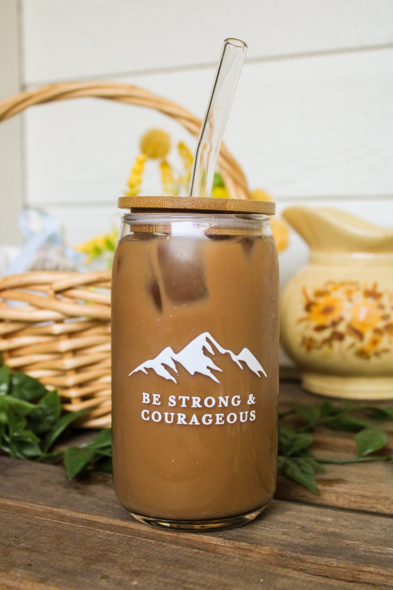 Be Strong & Courageous Glass Cup