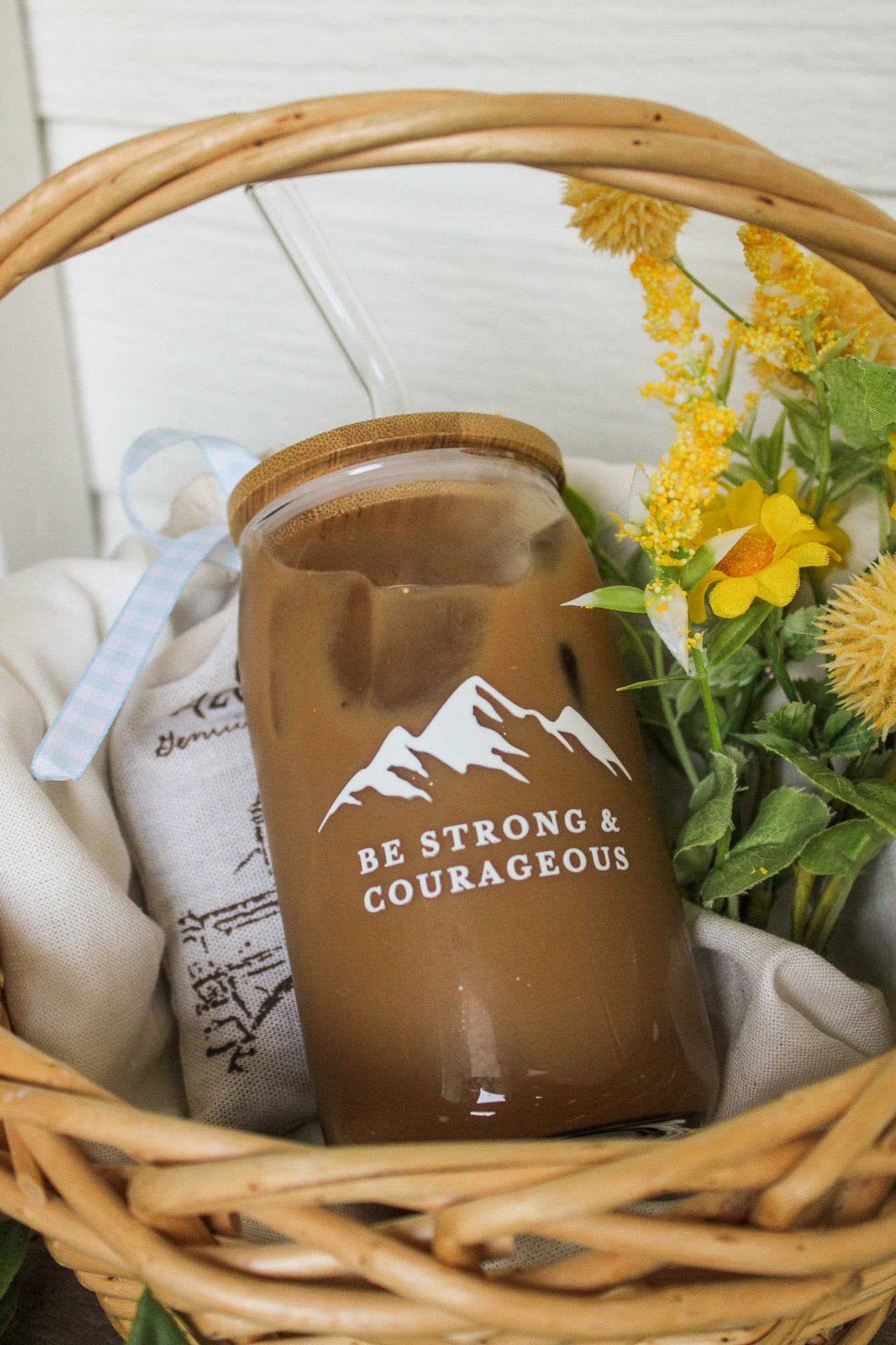 Be Strong & Courageous Glass Cup