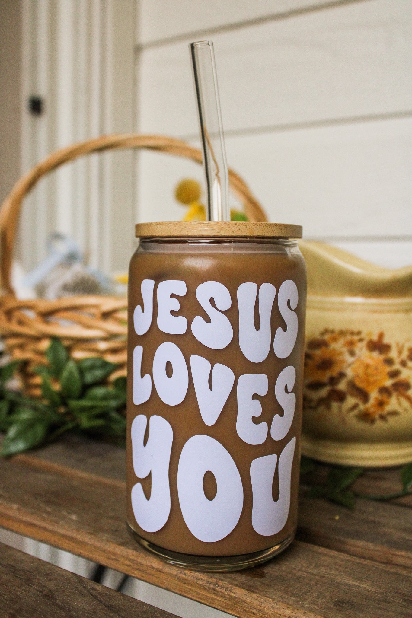 Jesus Loves You Glass Cup