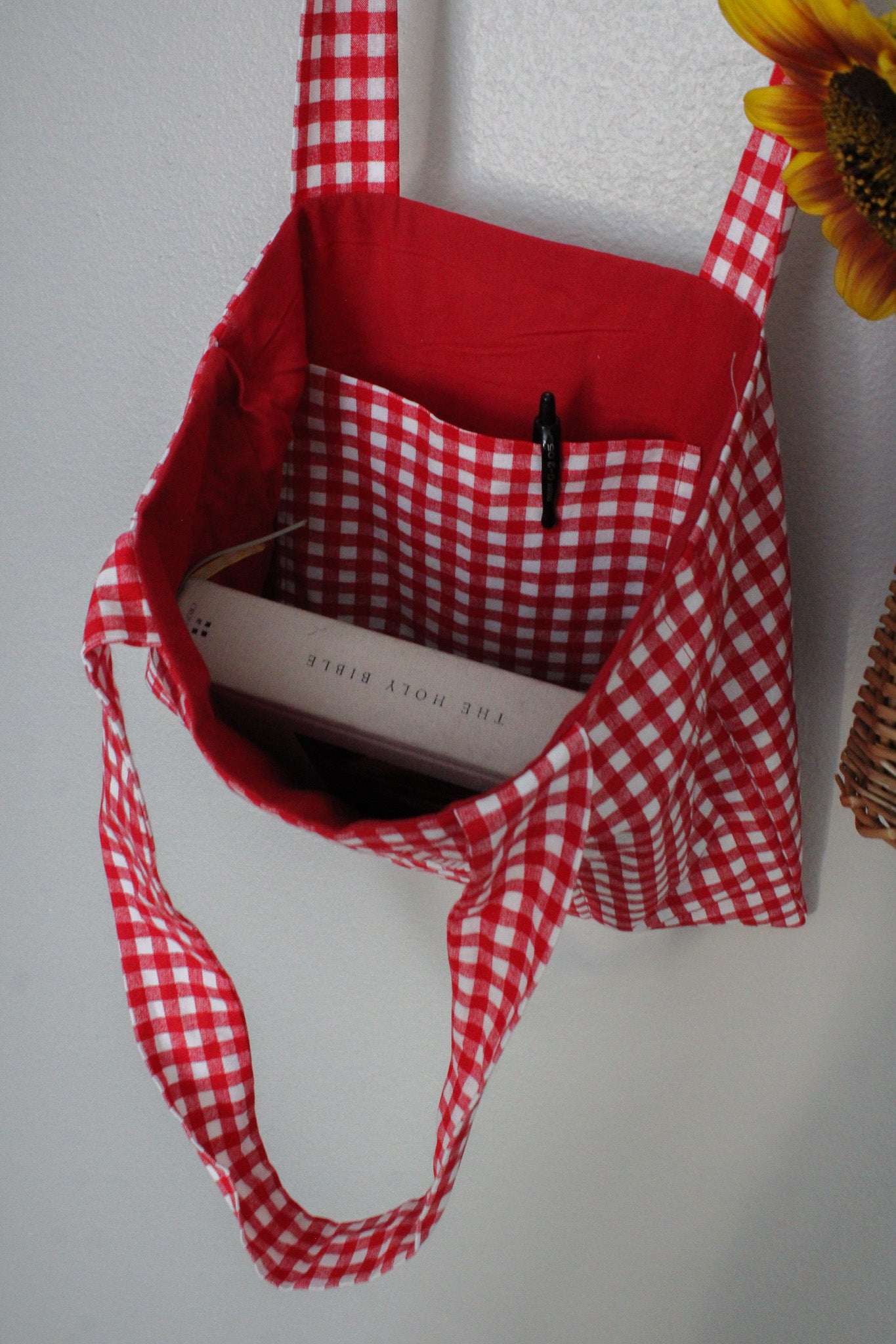 Red Plaid Bible Tote