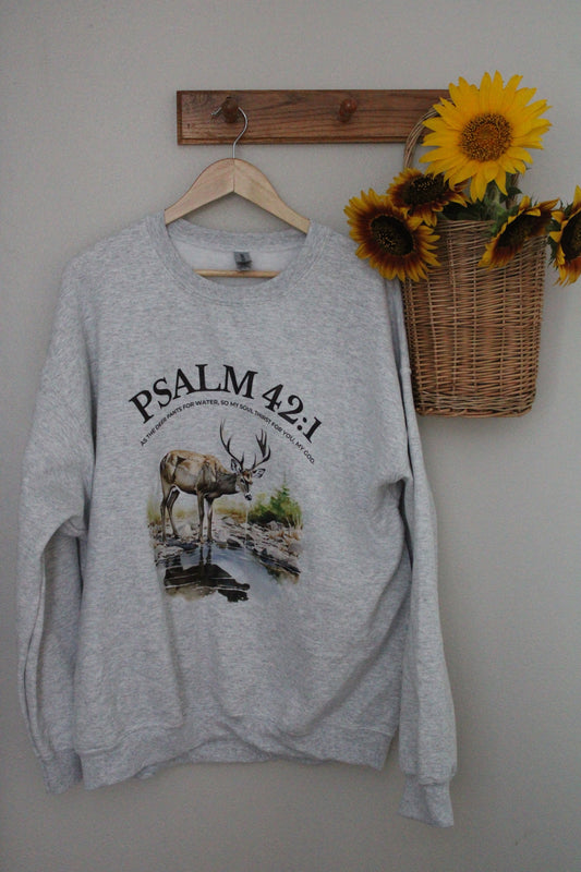 Vintage Deer Sweatshirt - Psalm 42:1