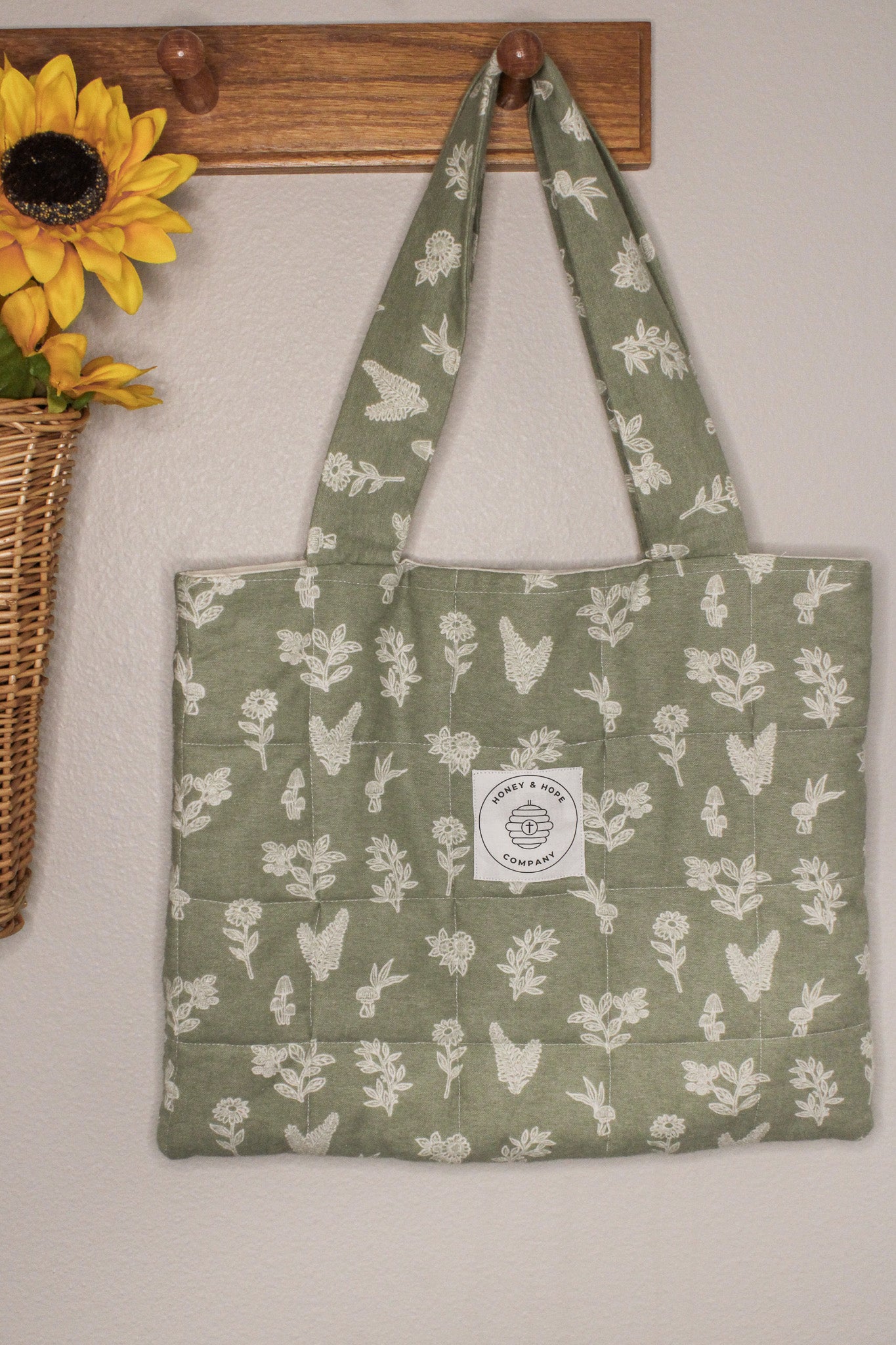 Green Floral Bible Tote