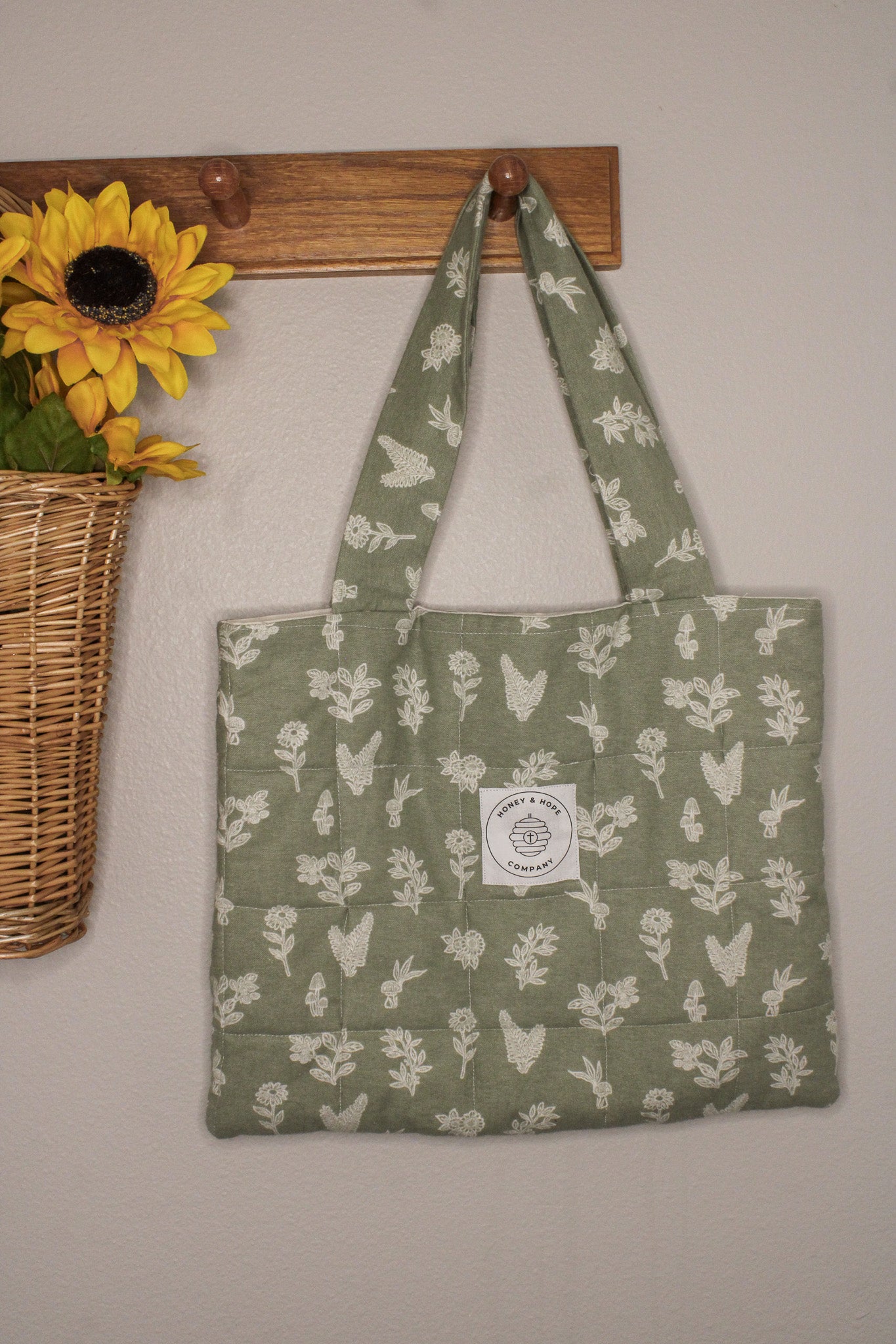 Green Floral Bible Tote