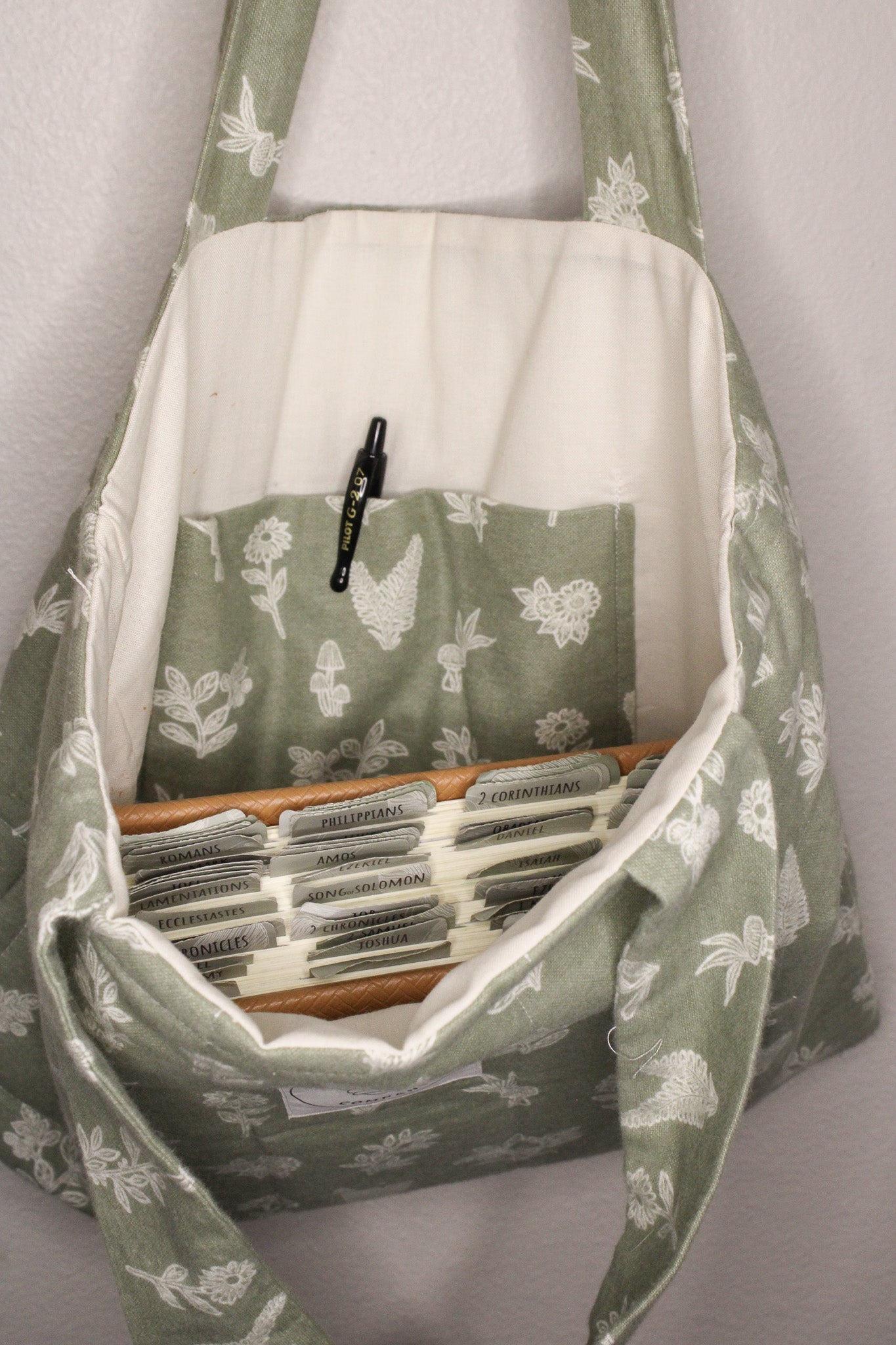 Green Floral Bible Tote