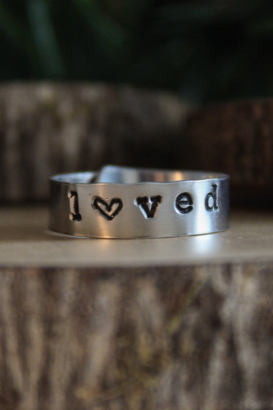 Loved Aluminum Metal Stamped Ring
