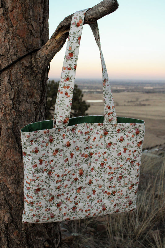 Floral Quilted Tote Bag