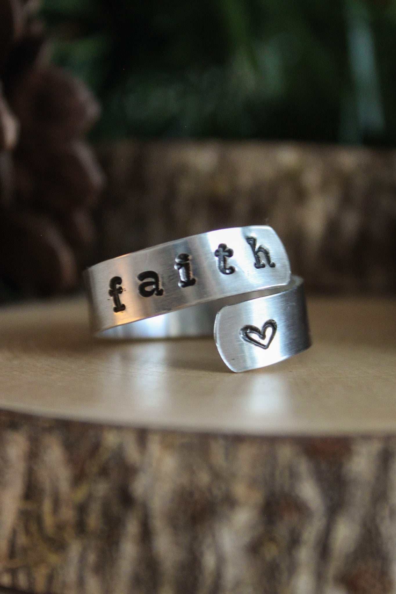 Faith Aluminum Metal stamped Ring